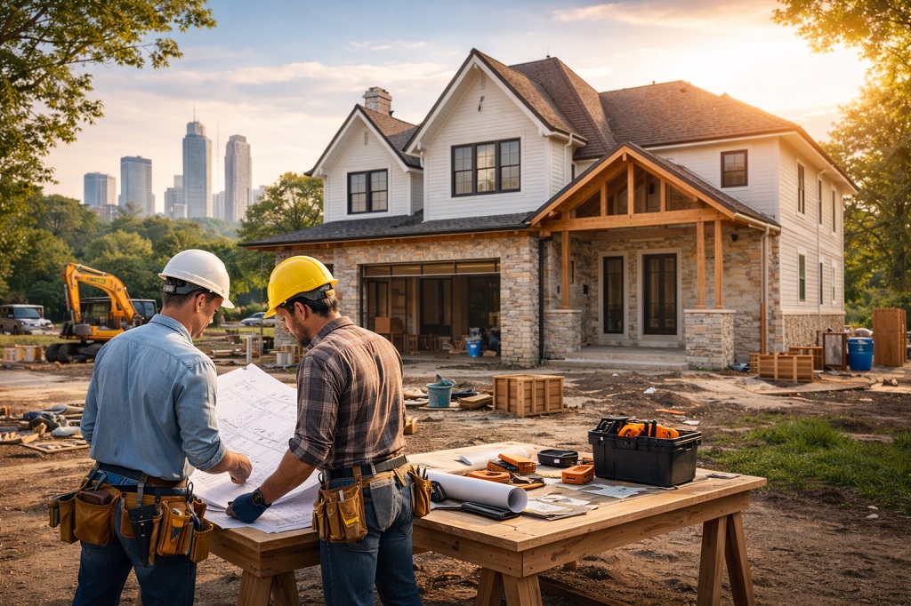 Houston remodeling contractors planning a residential construction project at a custom home build site